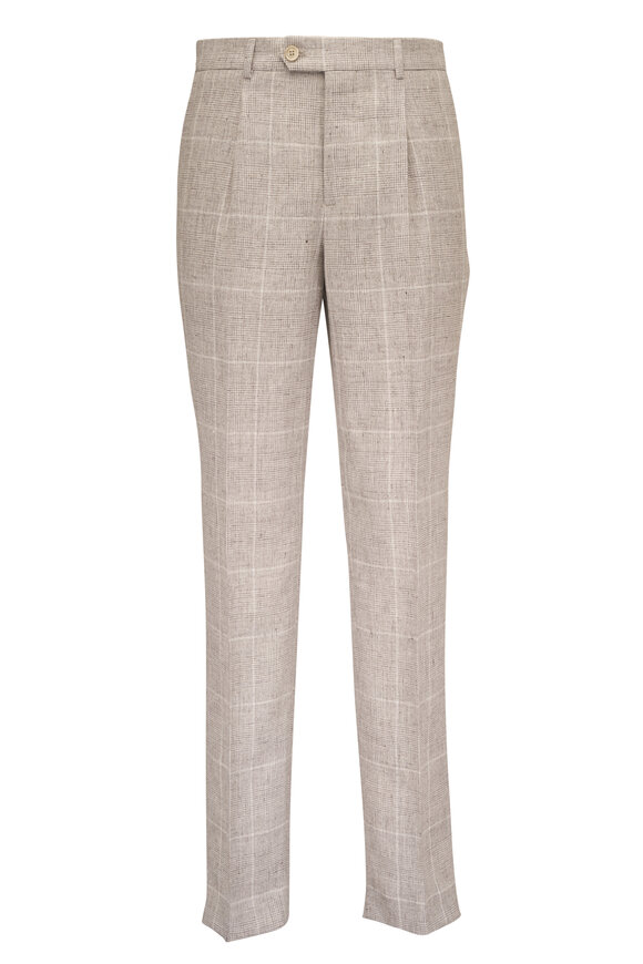 Brunello Cucinelli Eggshell Windowpane Plaid Double Breasted Suit - view 4