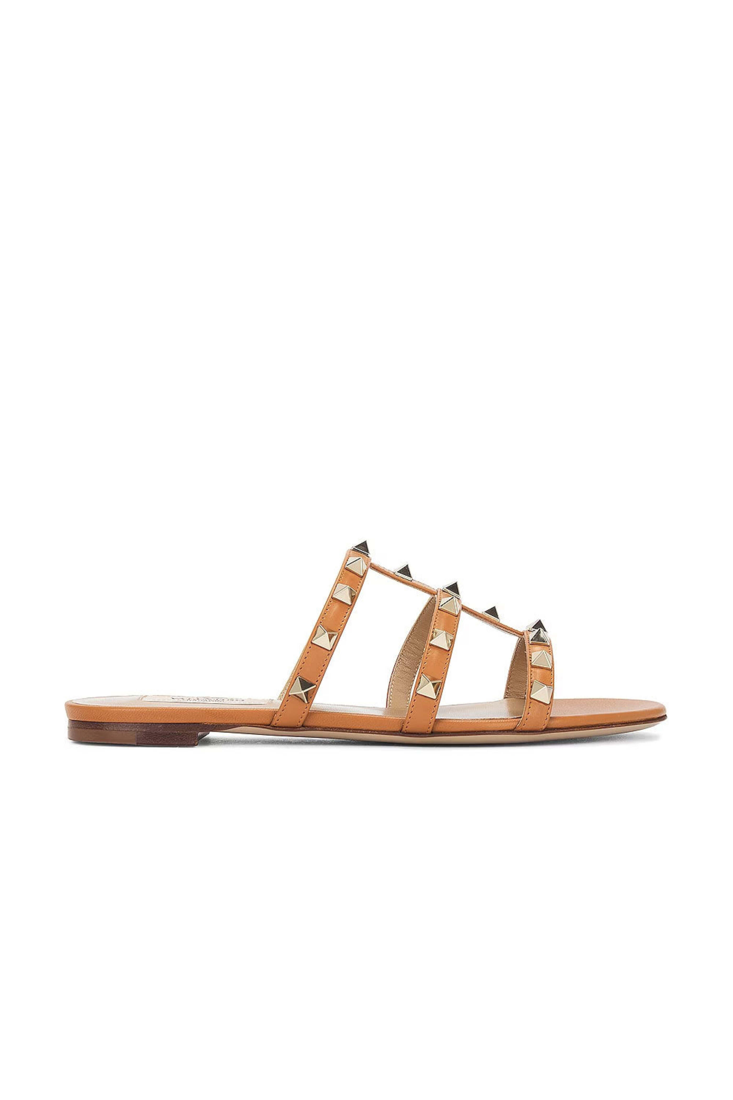 Valentino Garavani - Rockstud Slide Sandal in Almond Beige