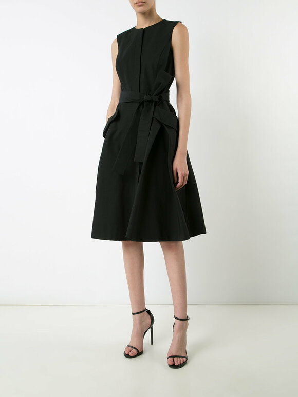 Carolina Herrera - Black Self-Tie Sleeveless Dress 