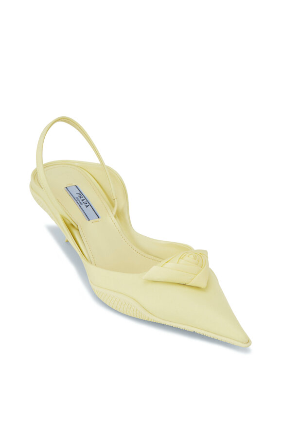 Prada - Yellow Nylon Pointed Slingback, 45mm 