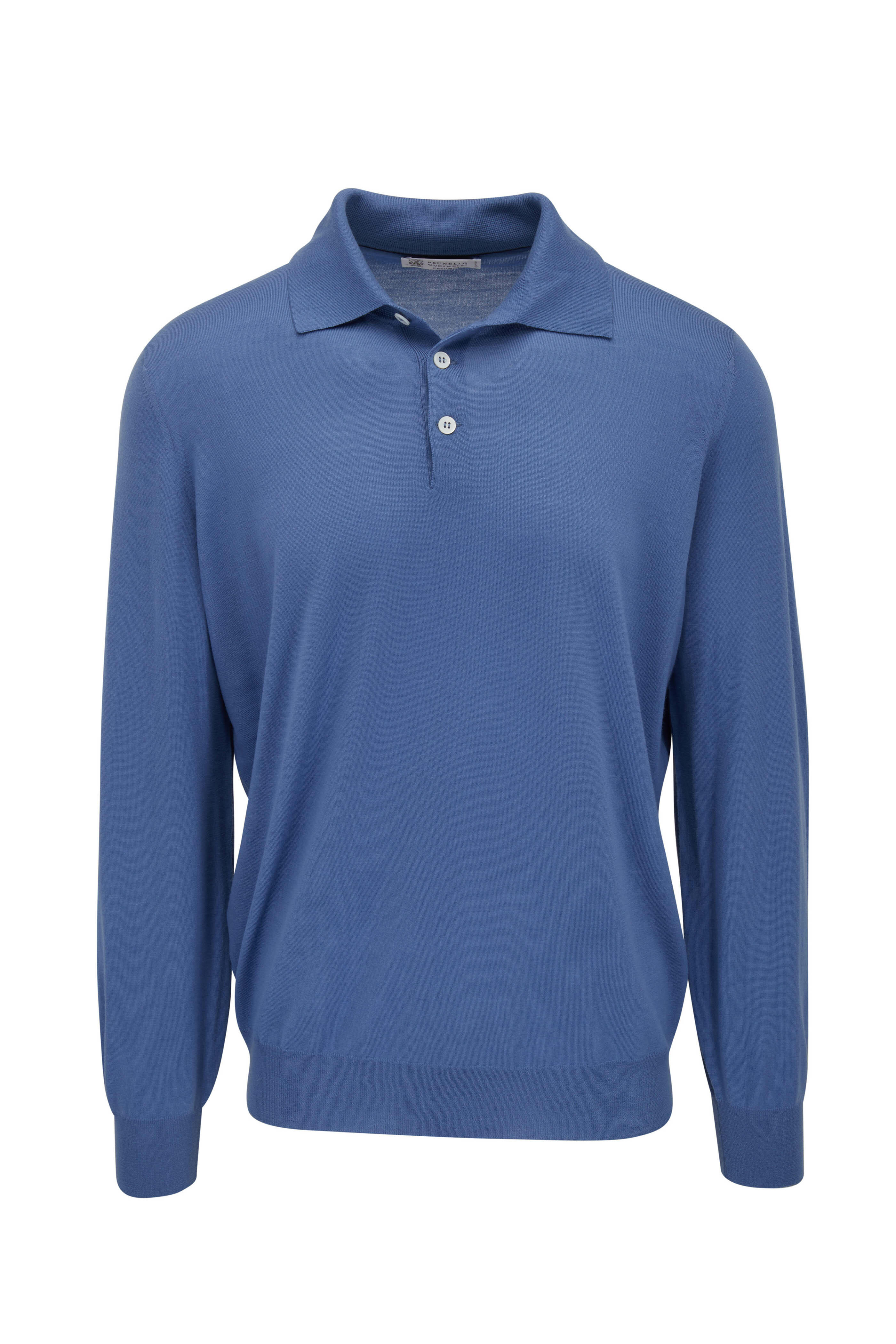 Brunello Cucinelli - Blue Wool & Cashmere Knit Polo Sweater