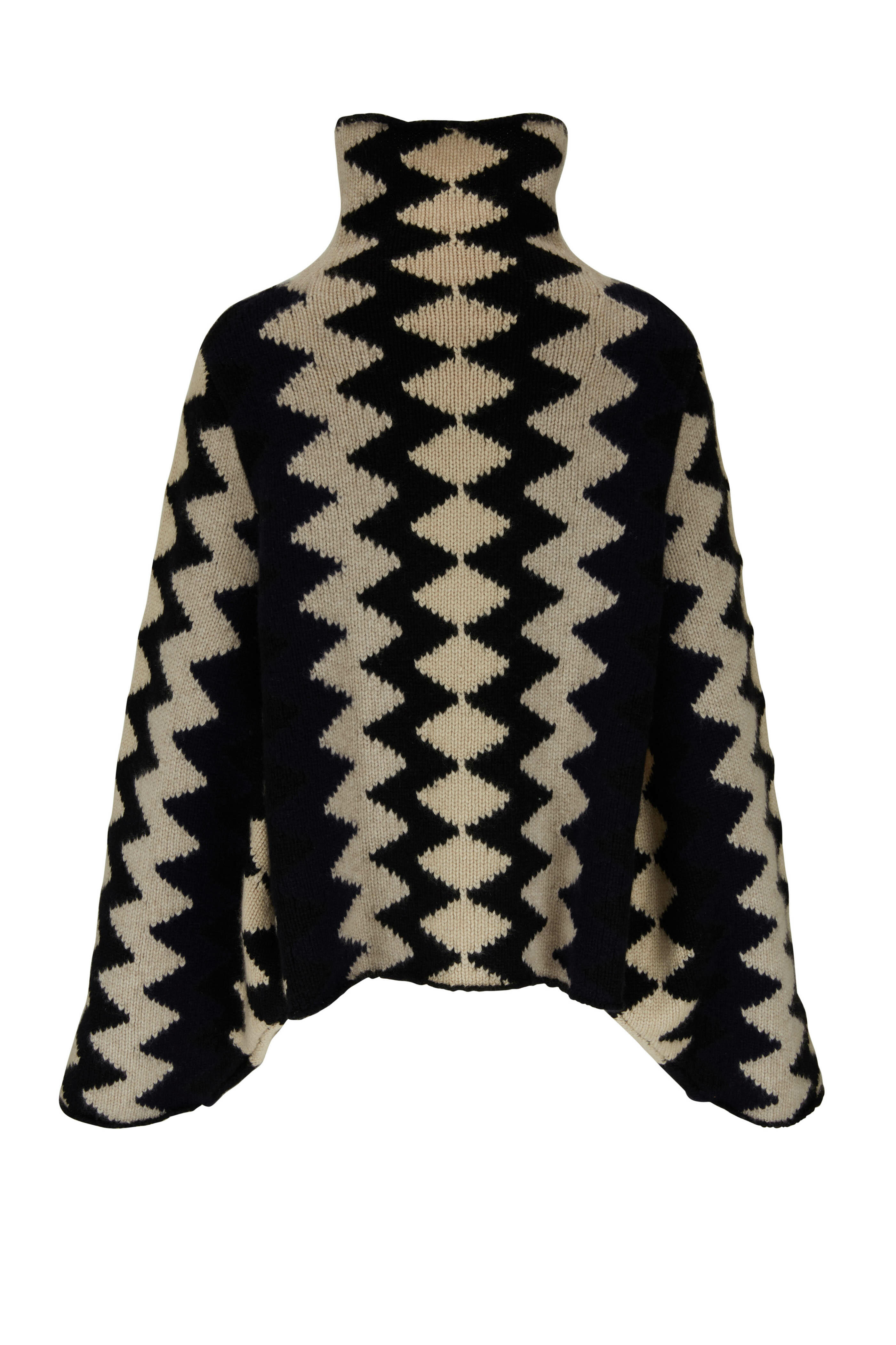 Khaite - Molly Cream & Black Zig Zag Intarsia Sweater