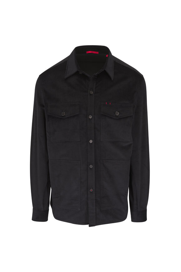 Isaia Black Corduroy Overshirt - view 1
