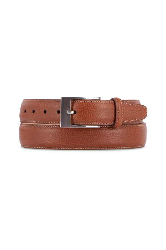 Martin Dingman Delaney Almond Leather Interchangeable Buckle Belt