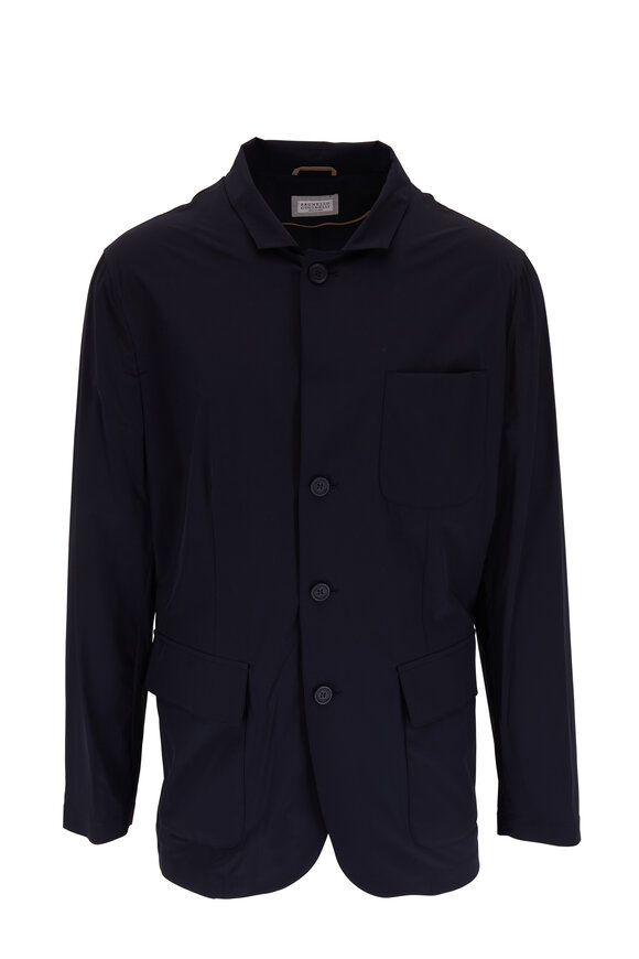 Brunello Cucinelli - Navy Nylon Front Button Jacket