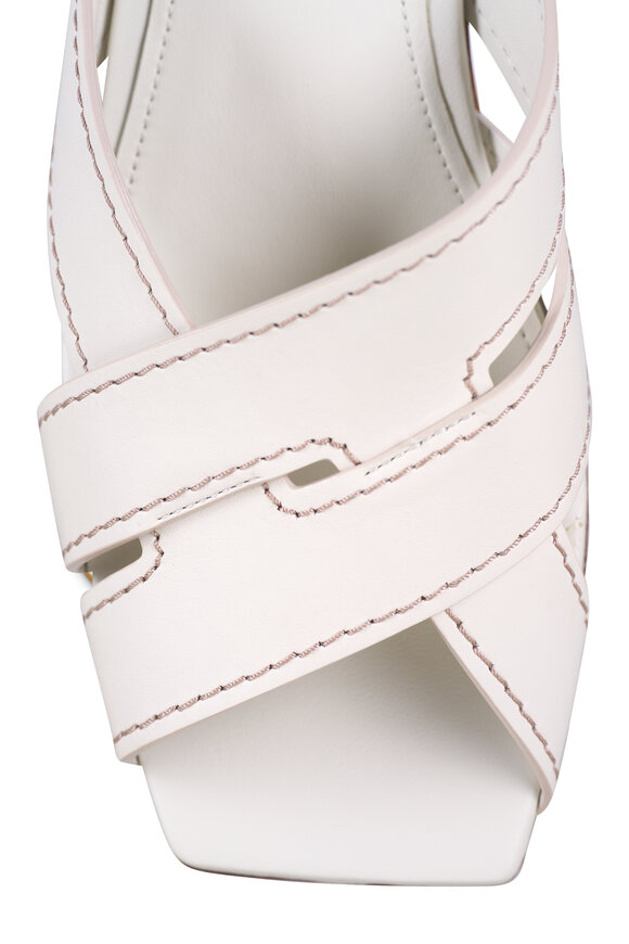 Tod's White Square Strappy Leather Flat Slide - view 5