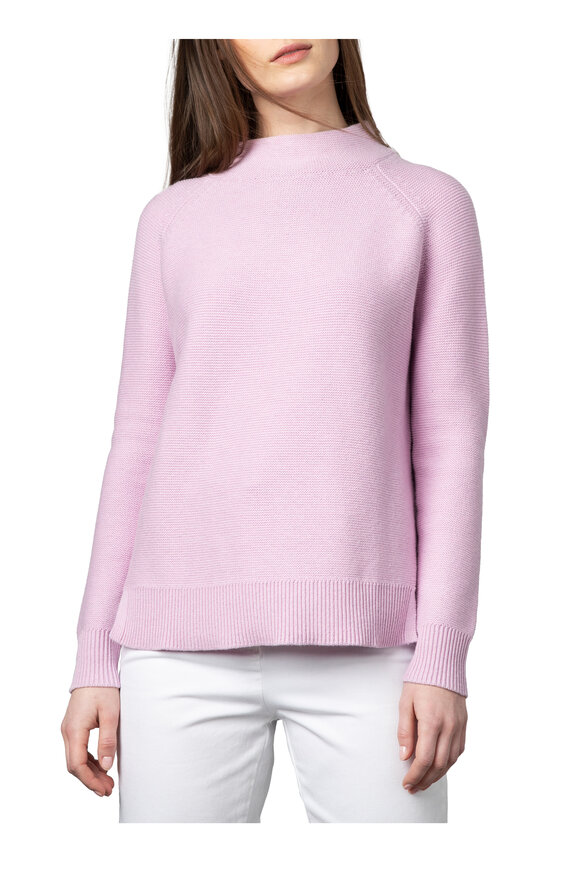 Kinross - Orchid Cotton Funnel Neck Sweater