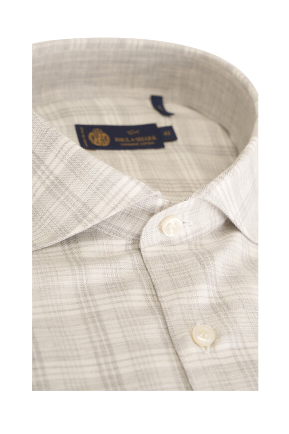 Paul & Shark Gray Plaid Cotton & Cashmere Sport Shirt - view 2