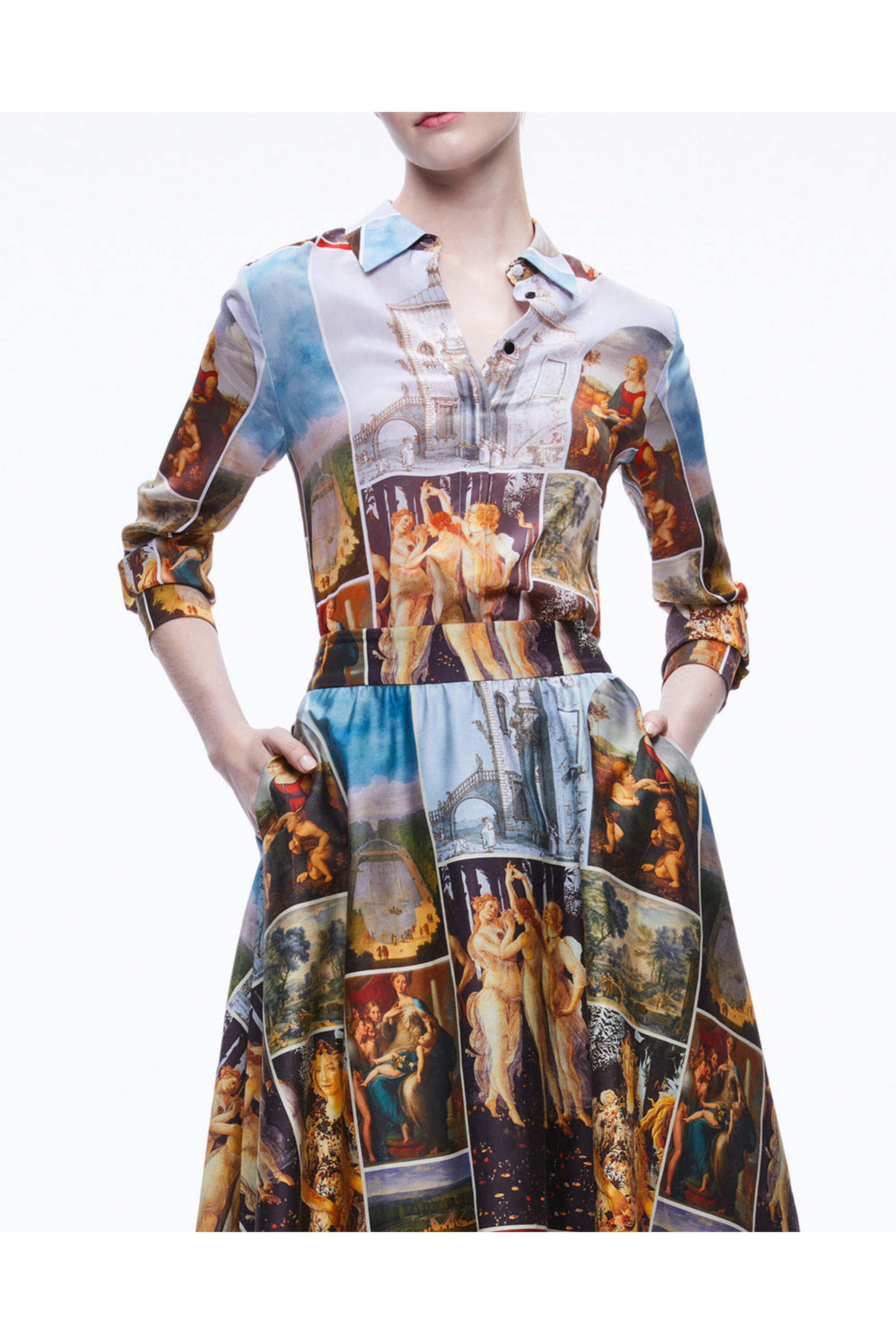 Alice & Olivia - Willa Placket Top in Sunday Dreaming