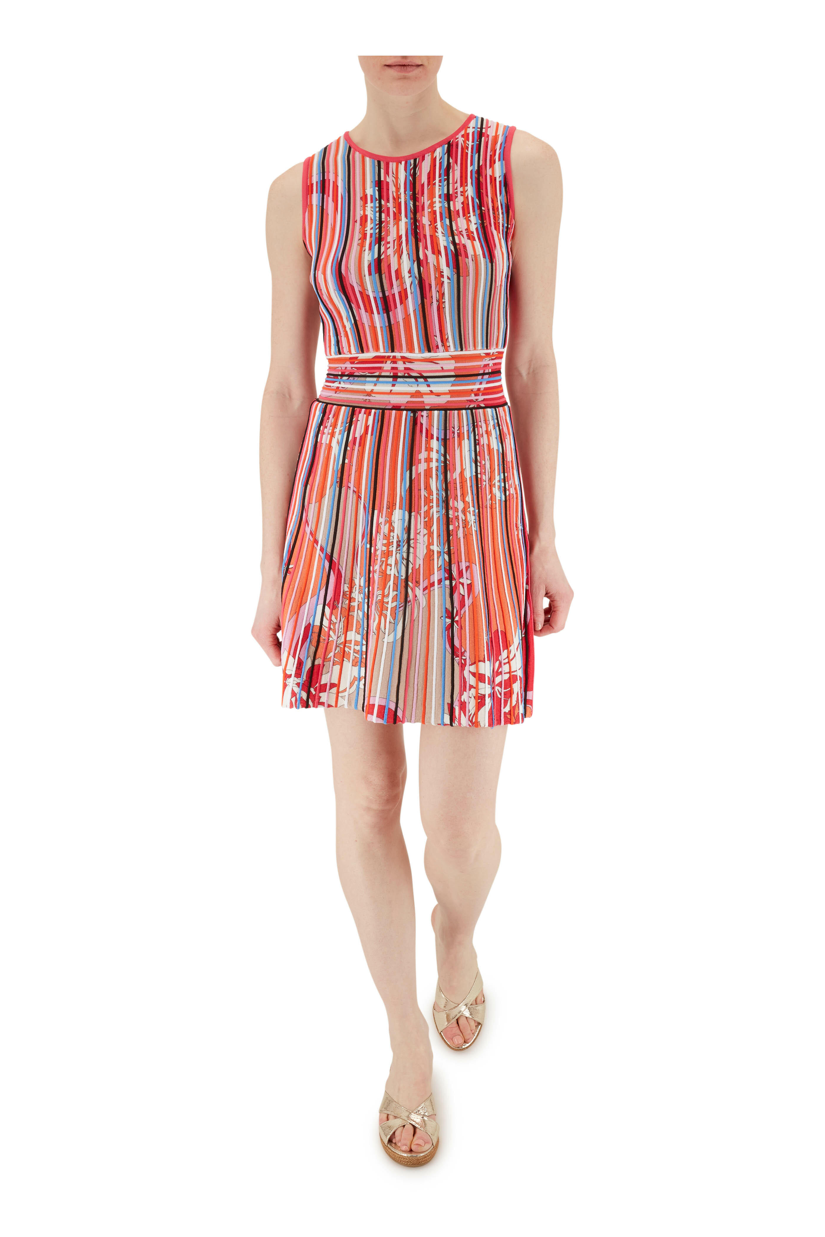 Pucci - Pink Multicolor Ribbed Sleeveless Knit Dress