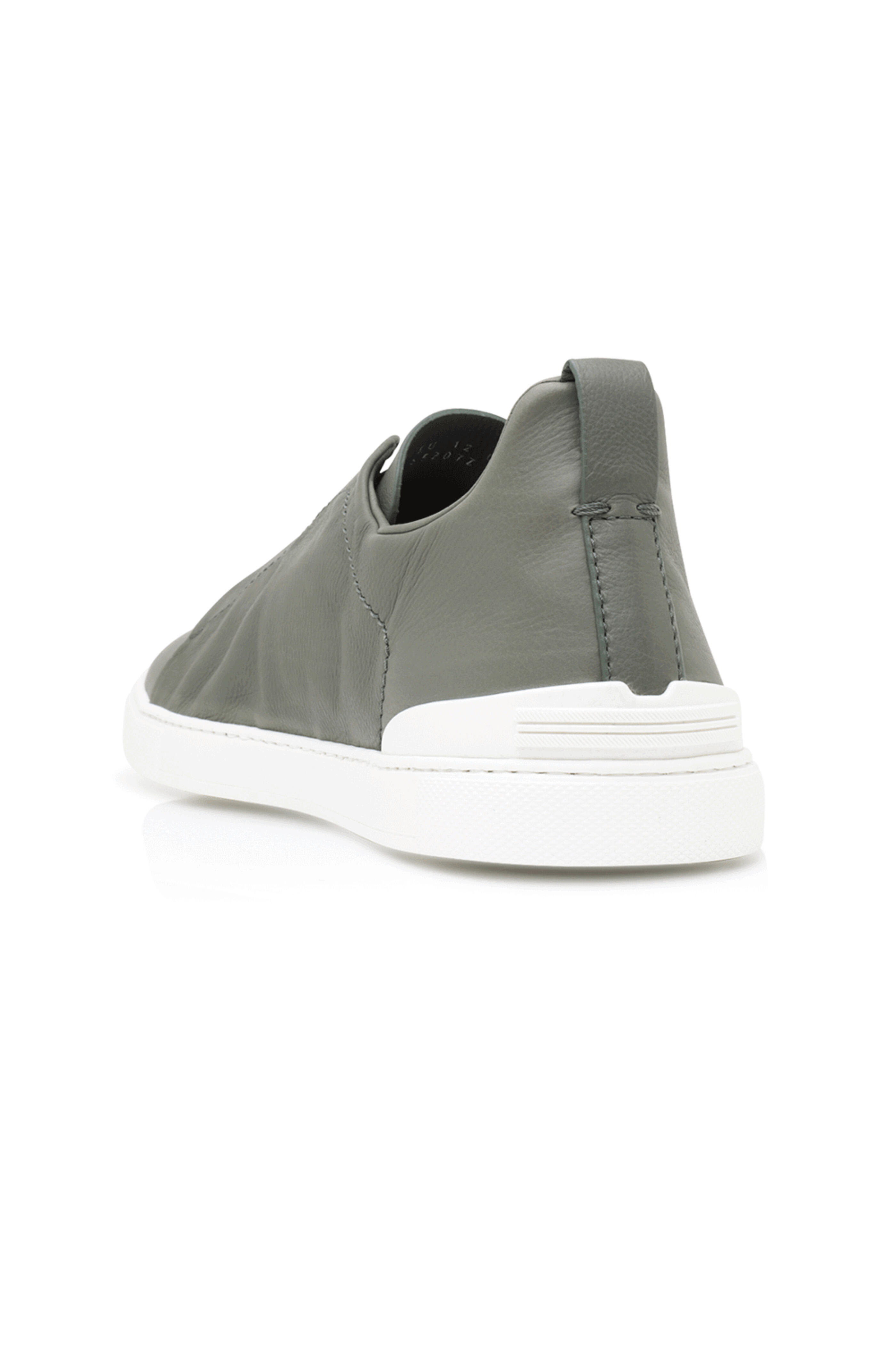 Zegna - Leather Triple Stitch Sneaker in Sage