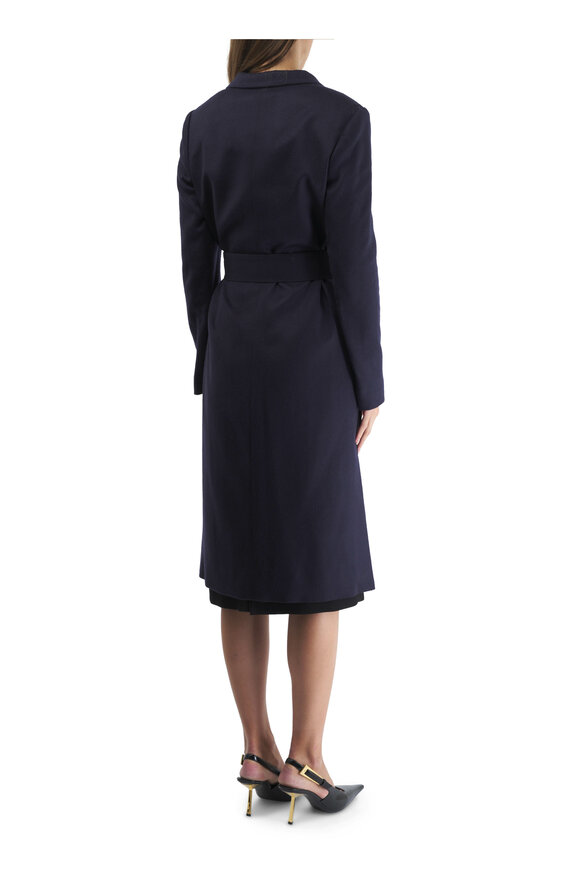 Kiton - Navy Blue Cashmere Belted Coat 