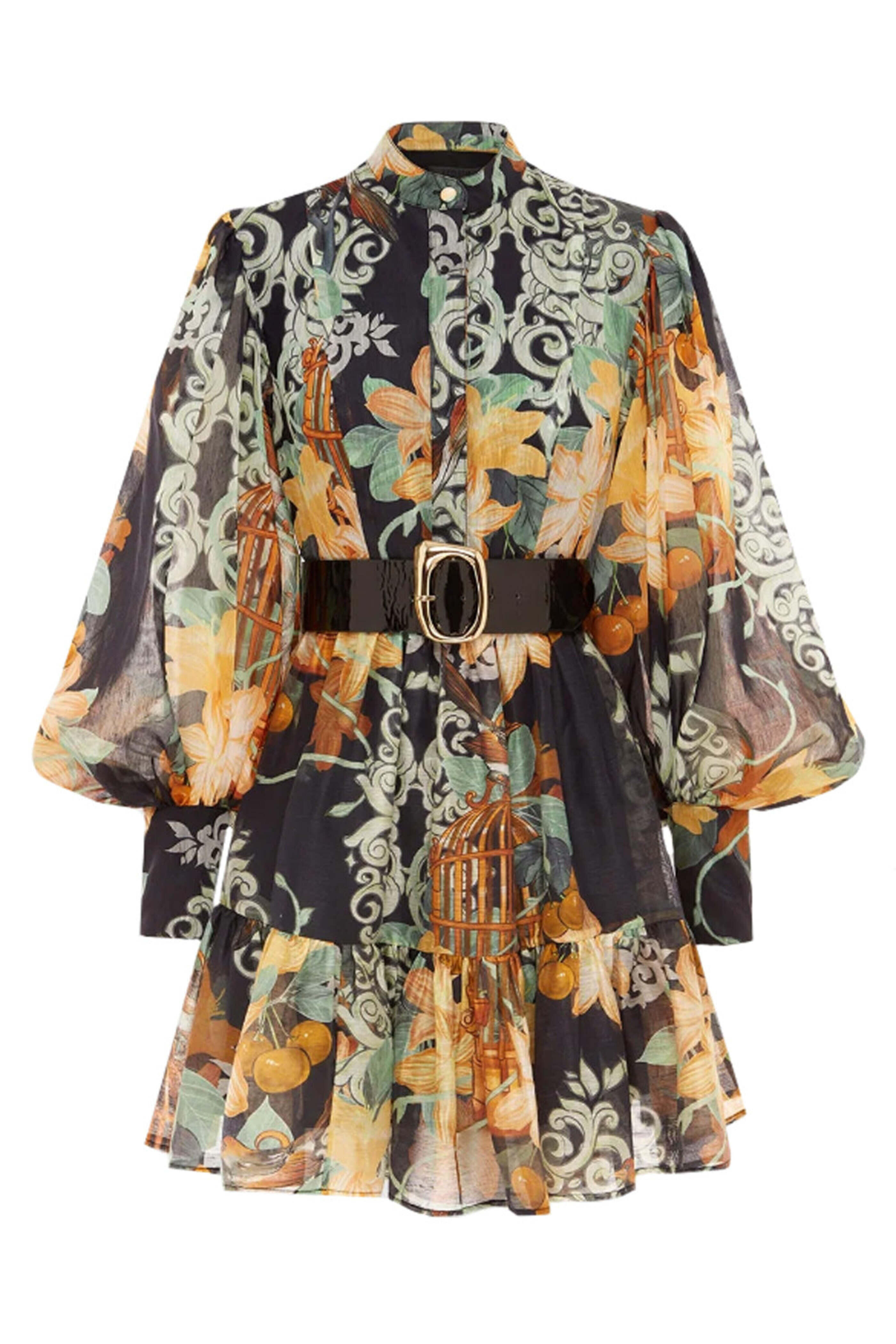 Leo Lin - Twilight Azalea Print Alexandra Belted Mini Dress