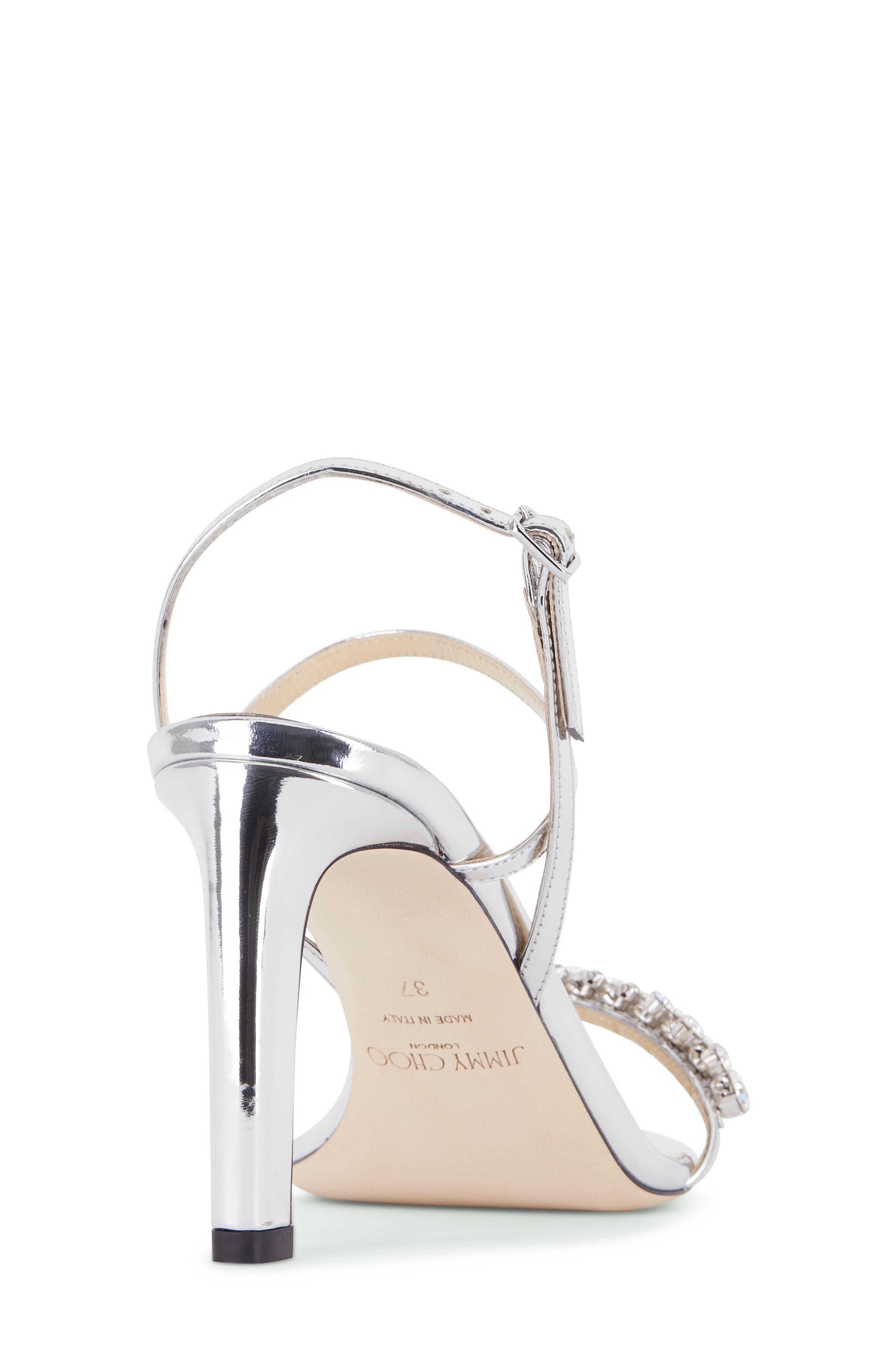 Jimmy Choo - Meira Zox Silver Leather & Crystal Sandal, 85mm