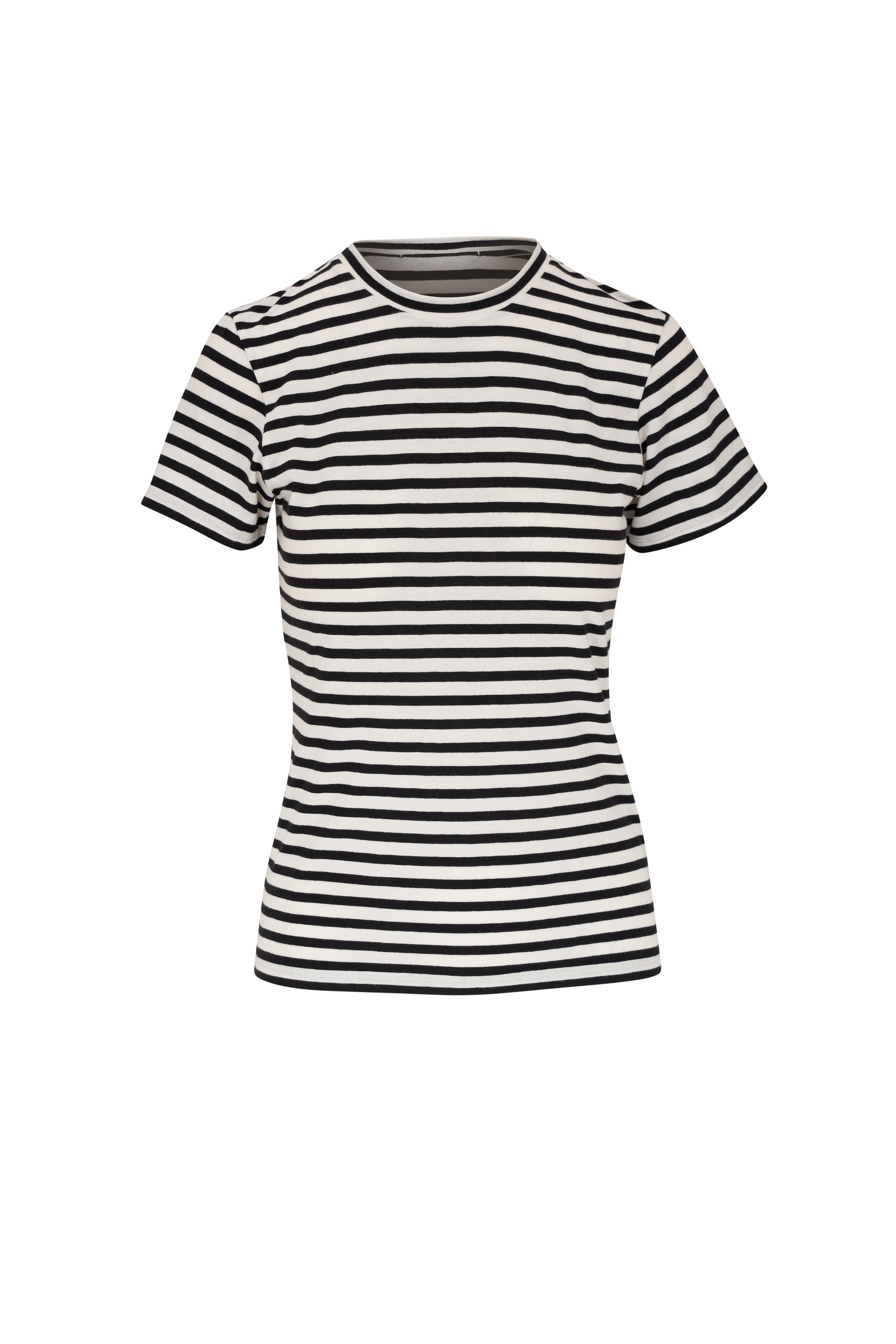 Nili Lotan - Mariela Black & White Striped Crewneck T-Shirt