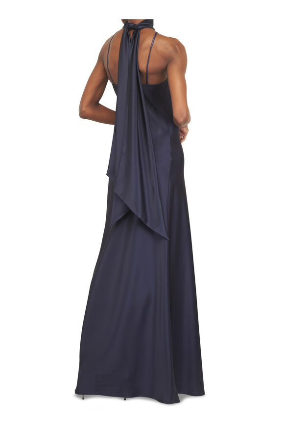 Talbot Runhof Navy Blue Sleeveless Evening Gown - view 3