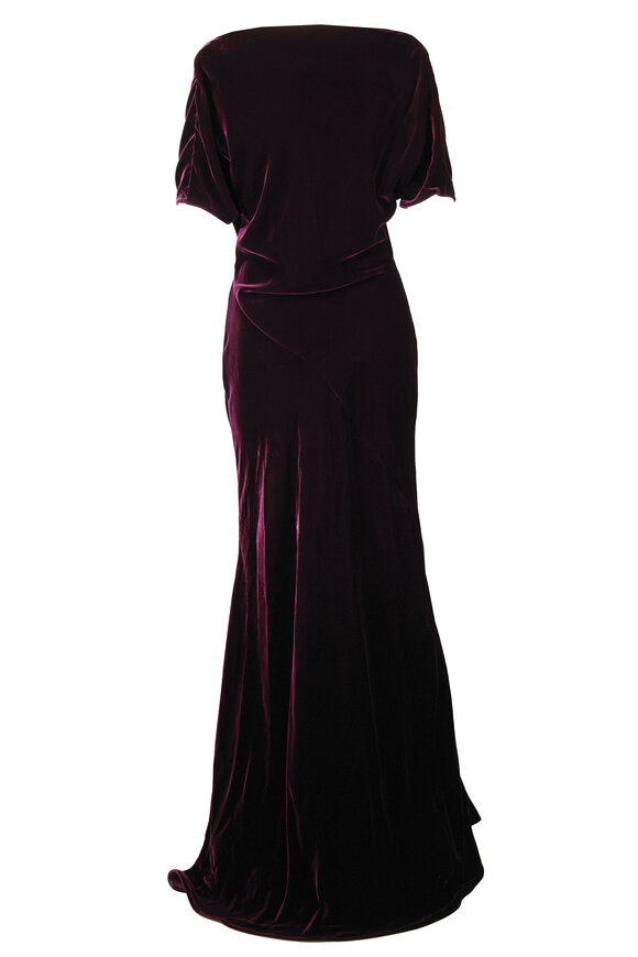 Kiton Velvet Bordeaux Cowl Neck Gown - view 3