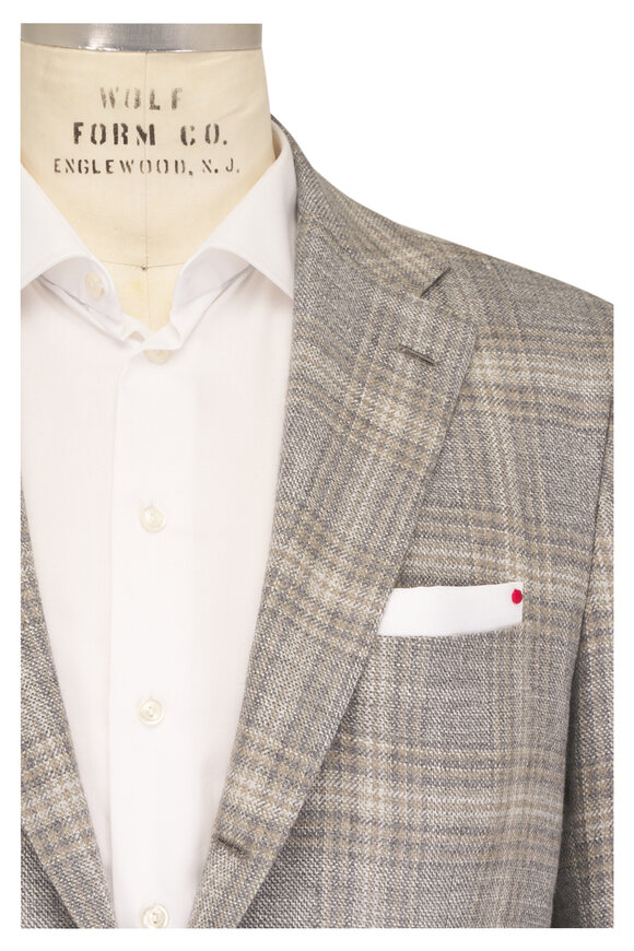 Kiton Gray & Tan Cashmere, Wool, Silk & Linen Sportcoat - view 1