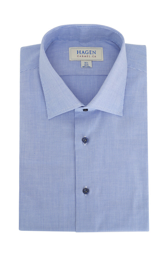 Hagen Shirts - Blue Nailhead Cotton Dress Shirt