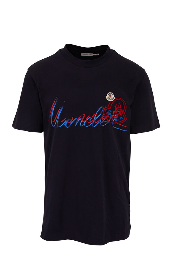 Moncler - Navy Script Logo Cotton T-Shirt