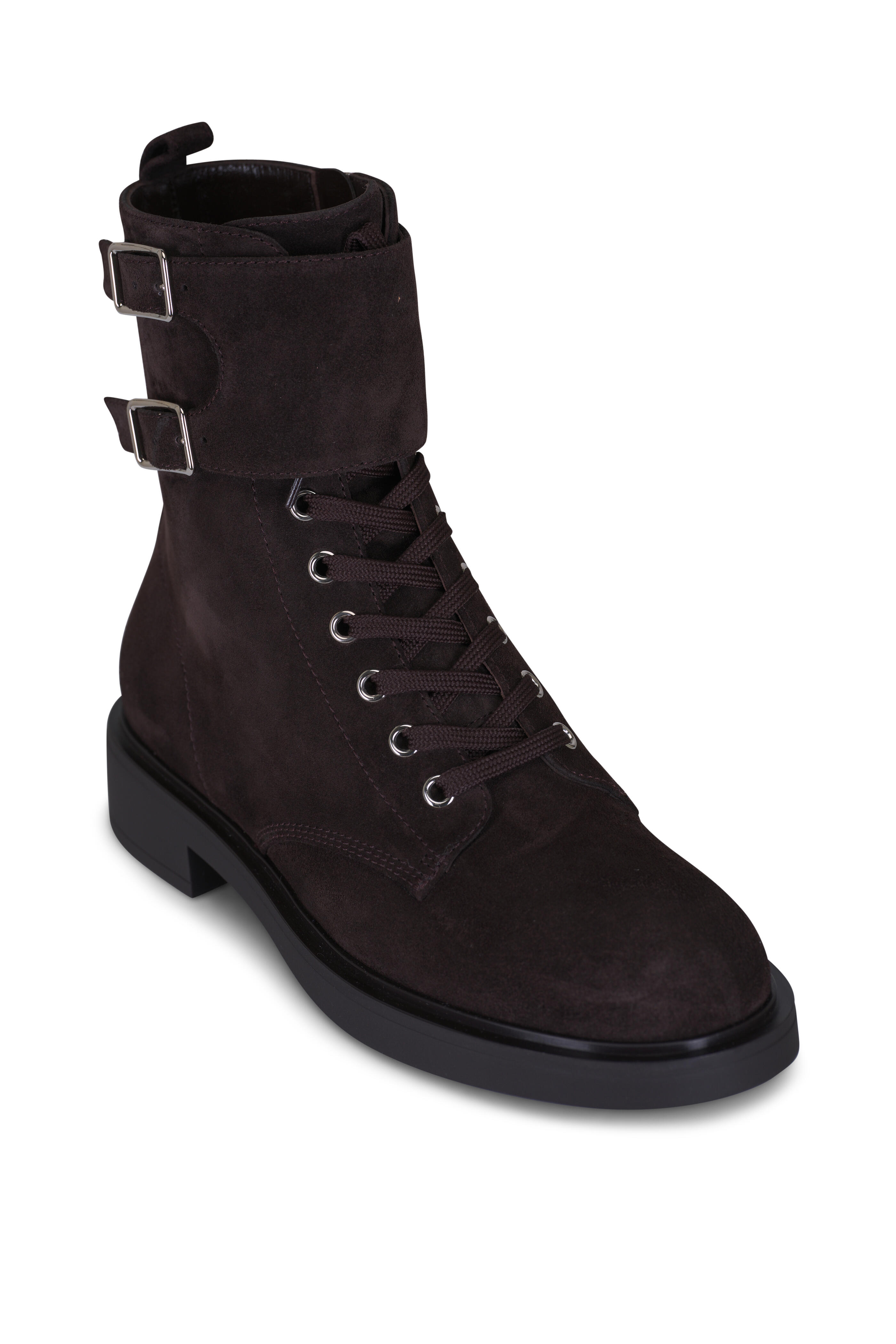 Gianvito Rossi - Ripley Moka Suede Lace Up Boot | Mitchell