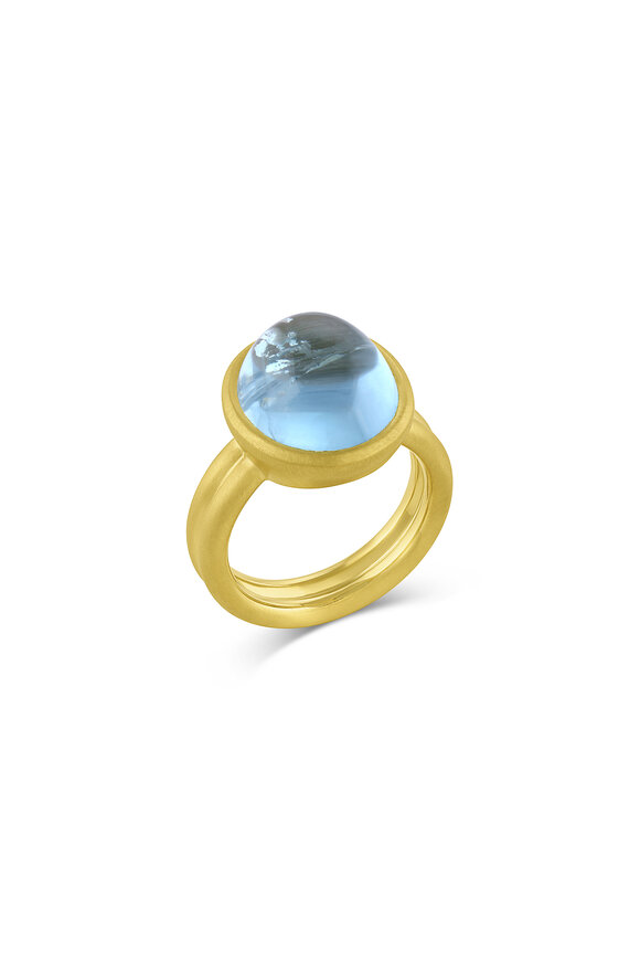 Leigh Maxwell 18k Yellow Gold Aquamarine Puffed Cabochon Ring