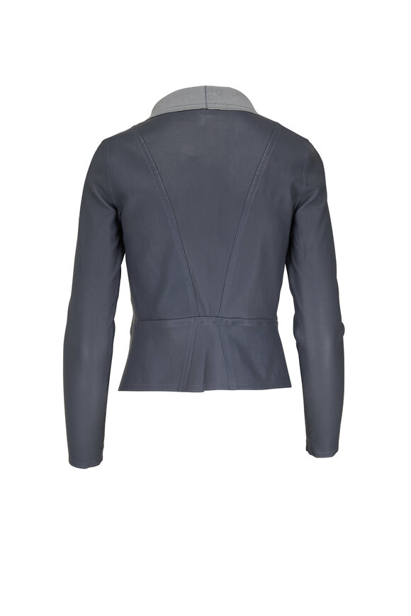 KZ_K Studio - Drape Smoke Blue Leather Jacket 