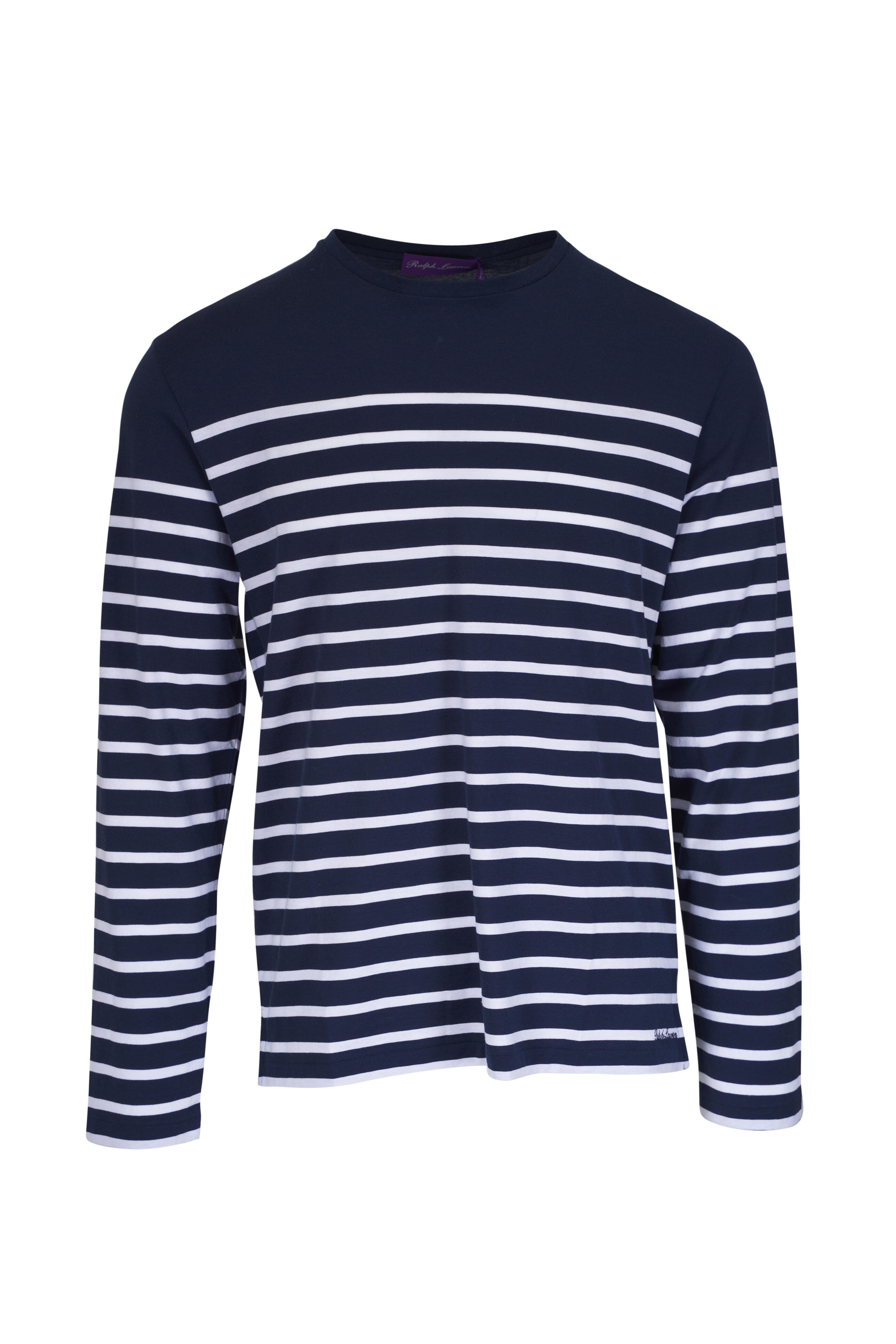 Ralph Lauren Purple Label - Navy & White Stripe Long Sleeve T-Shirt