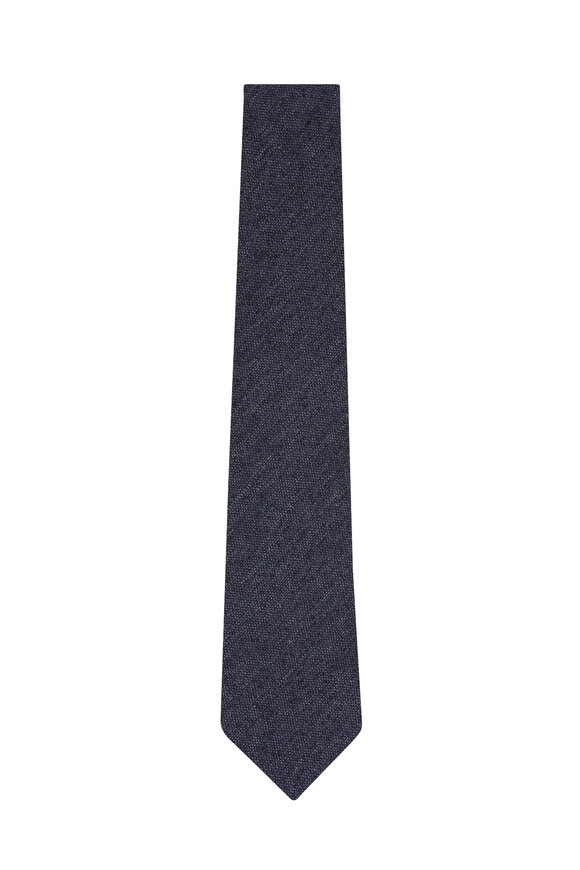 Kiton Grey Textured Wool Necktie - view 1