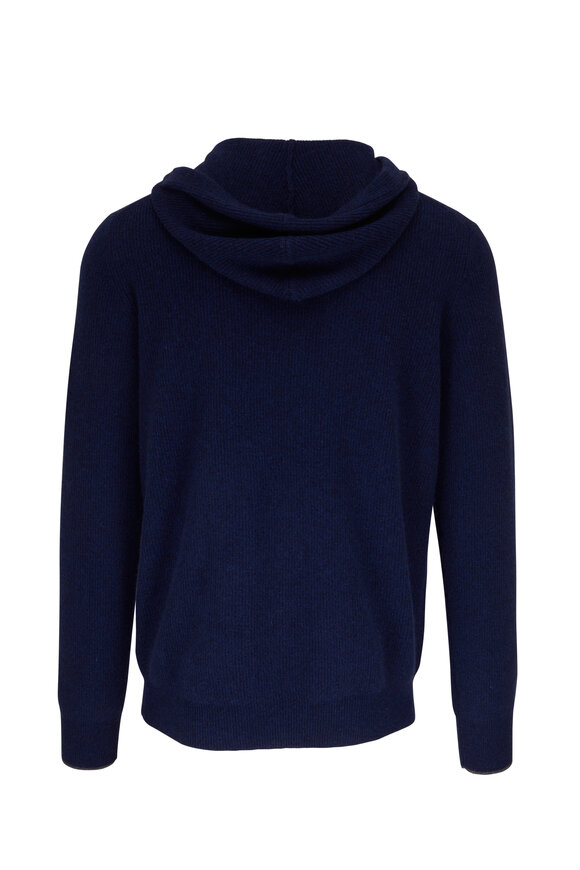 Kinross - Navy Cashmere Pullover Hoodie