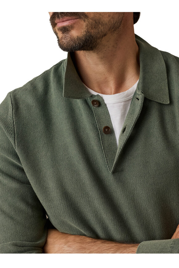 Faherty Brand Mountain Green Lightweight Sunwashed Sweater Polo - view 4
