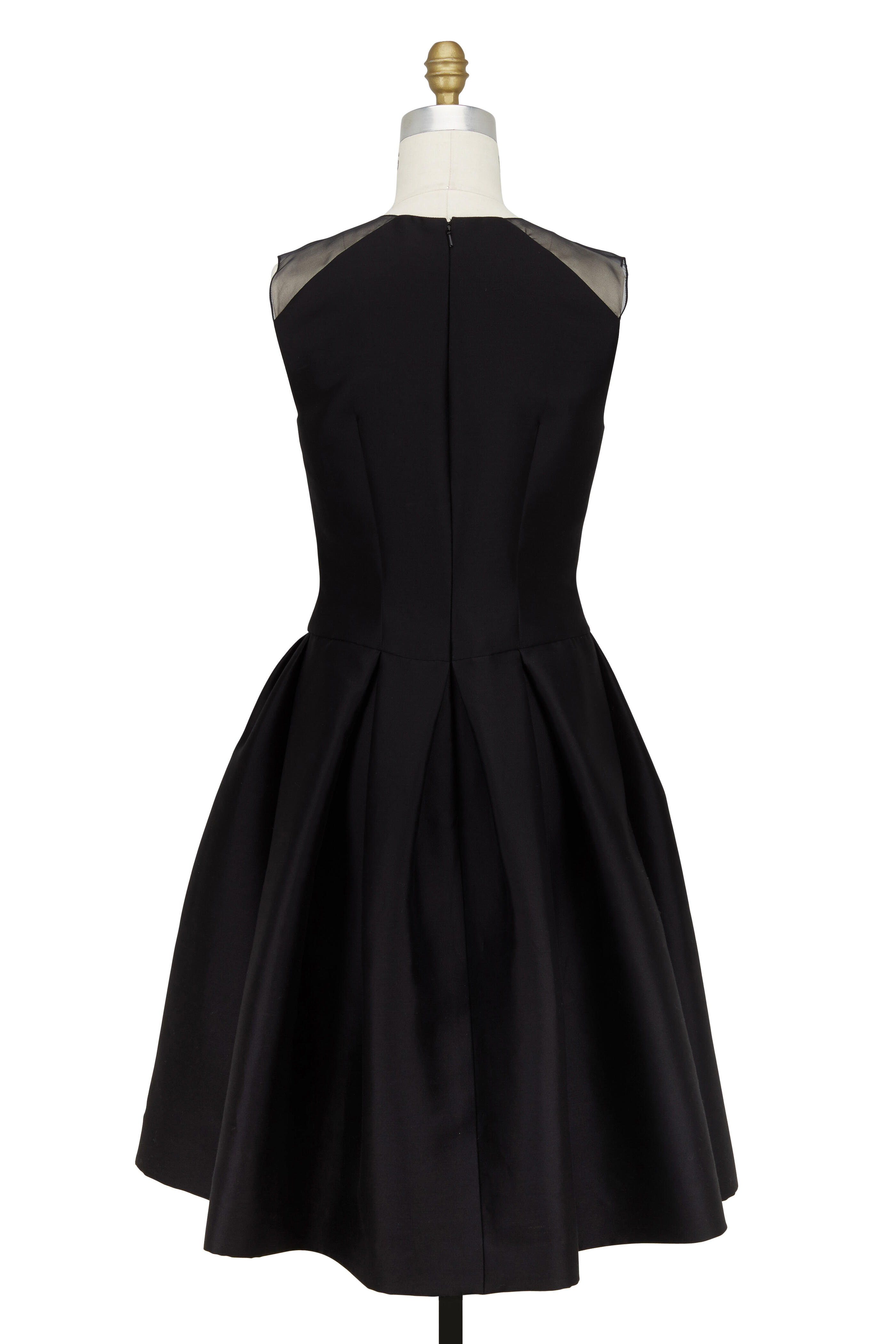 Carolina Herrera - Black Sheer Yoke Sleeveless Dress