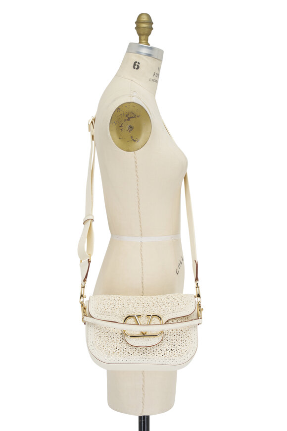 Valentino Garavani - Ivory VLogo Crochet Shoulder Bag