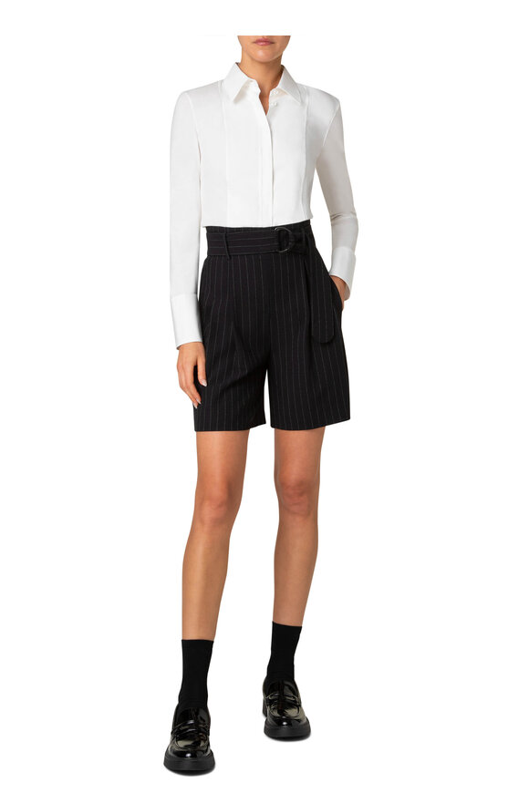 Akris Punto - White Mix Media Button Down Blouse