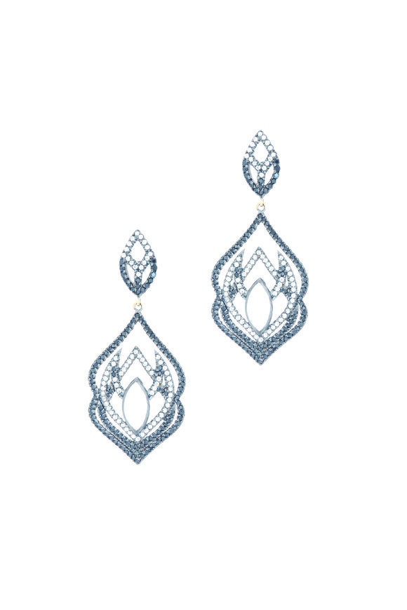 Loriann - Gold Spinel Moonstone Diamond Dangle Earrings