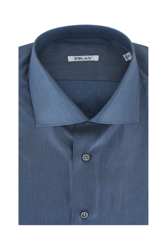 Fray - Solid Dark Blue Cotton Dress Shirt