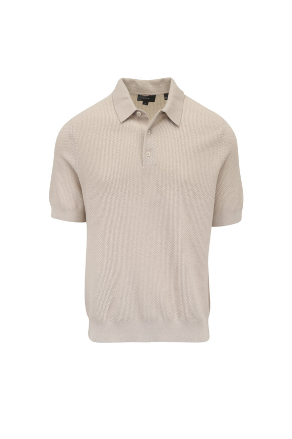 Vince Mineral & Classic Cream Geo-Jacquard Polo Sweater