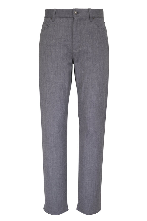 Zegna Gray Wool Flannel Pant - view 1