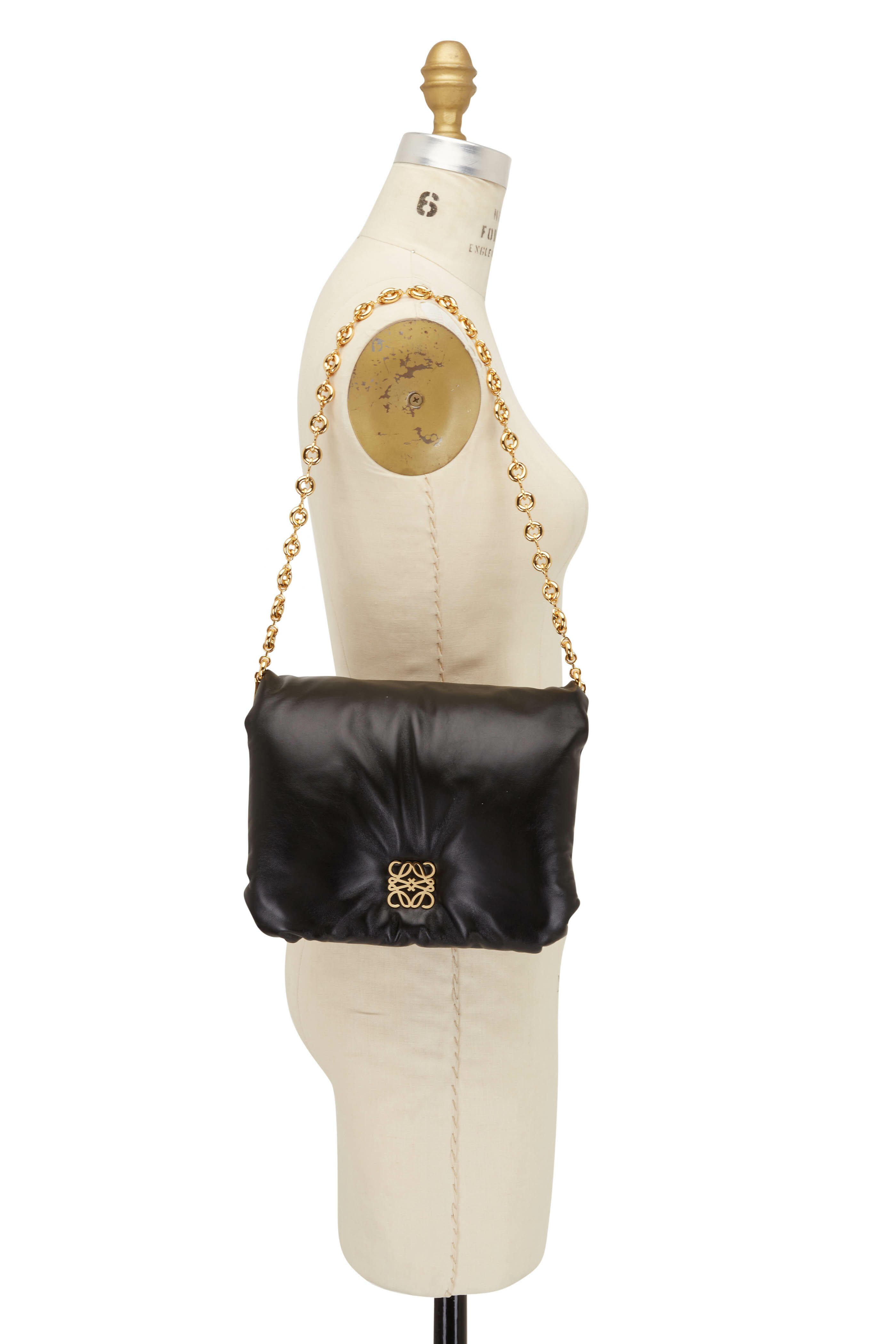 LOEWE Goya chain-embellished leather clutch