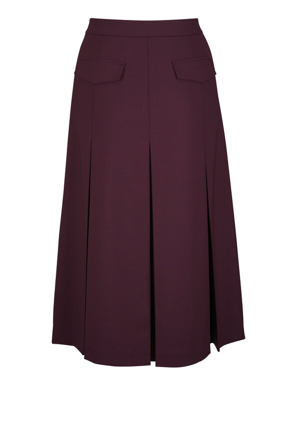 Lafayette 148 New York Beet Mélange Stretch Wool A-Line Wrap Skirt - view 2