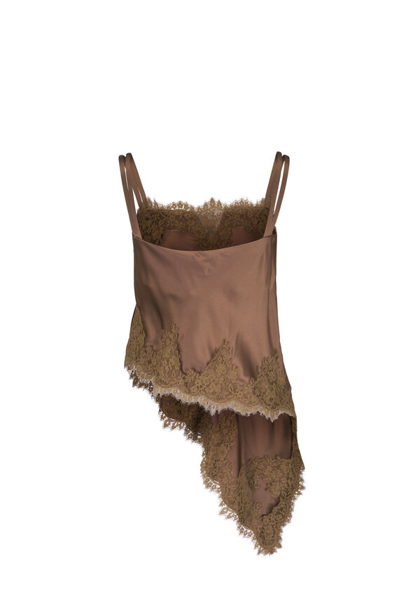 Dorothee Schumacher Sense Of Shine Brown Satin & Lace Tank - view 2