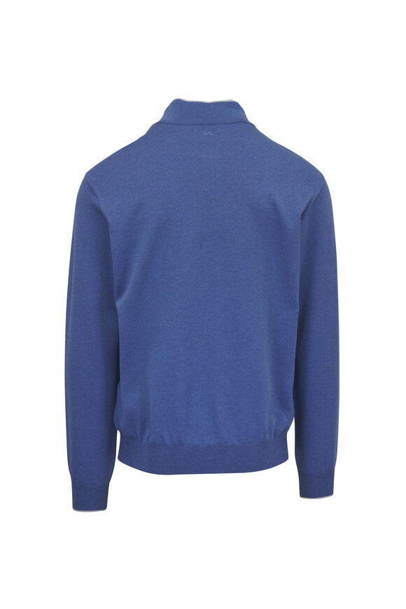 Paul & Shark Colony Blue Silk & Cotton Quarter Zip Pullover - view 3