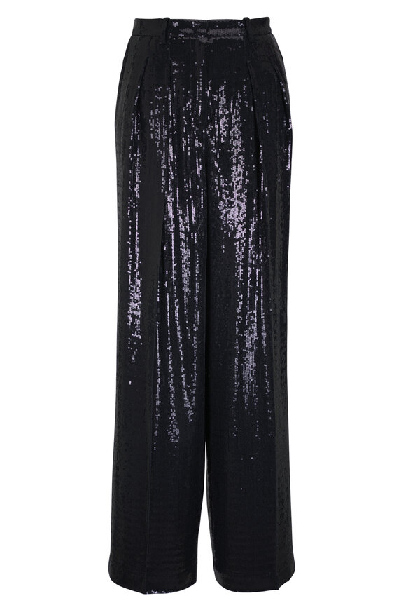 Michael Kors Collection Black Sequin High-Rise Pleated Pant - view 1