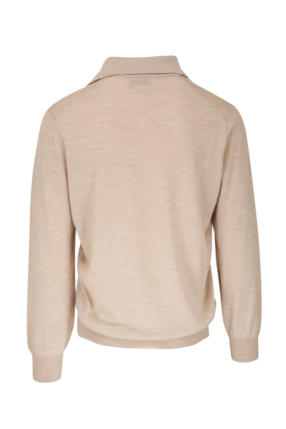 Brunello Cucinelli - Camel Wool & Cashmere Long Sleeve Polo