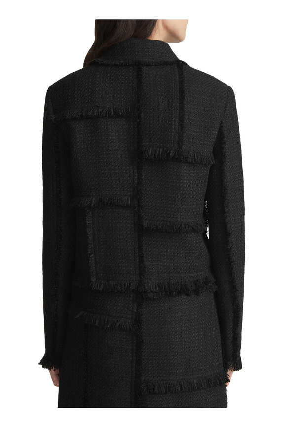 Lafayette 148 New York - Black Bouclé Tweed Fringe Patchwork Jacket