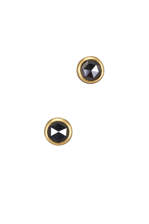 Caroline Ellen Yellow Gold Black 1.1 ct Diamond Stud - view 1