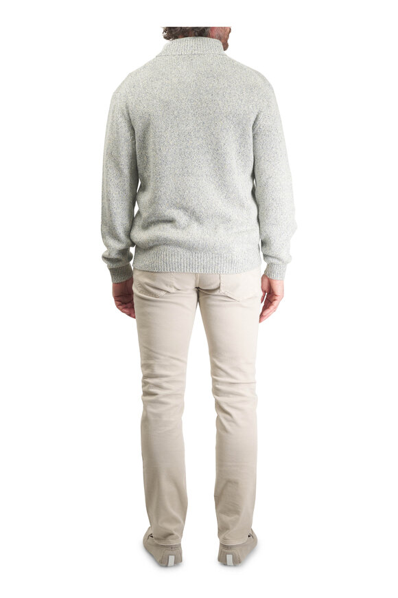 Maurizio Baldassari Beige Linen & Cashmere Quarter Zip Sweater - view 4