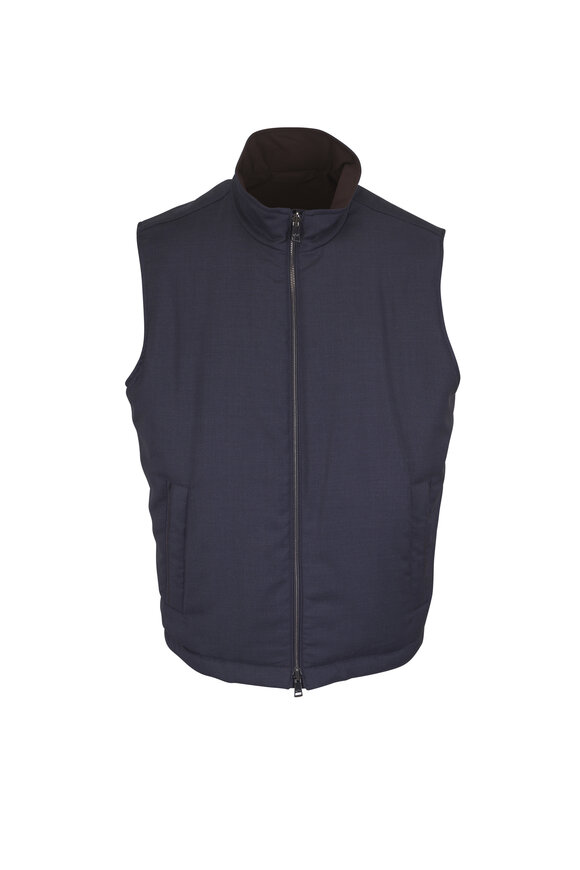 Paul & Shark Blue & Dark Brown Wool & Typhoon® Reversible Vest - view 1