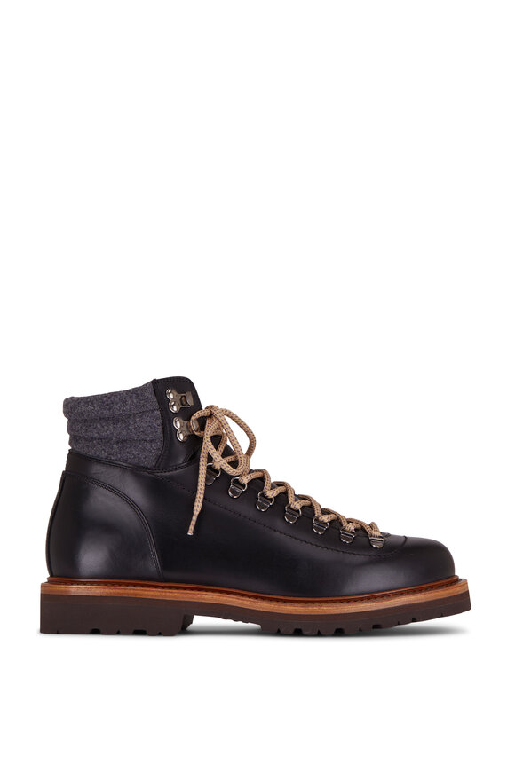 Brunello Cucinelli - Black Leather Hiking Boot