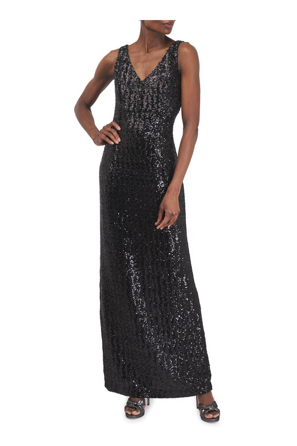 Michael Kors Collection Black Sequin Stretch Gown - view 2